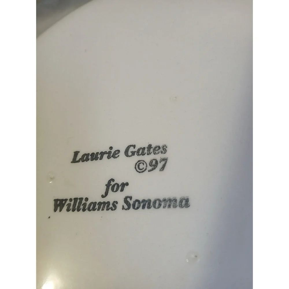 Williams Sonoma Laurie Gates Apple Pie Dish Green Ruffled‎ Ceramic 1997 Vintage
